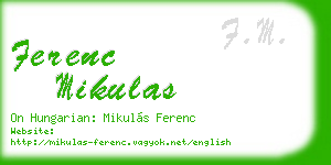 ferenc mikulas business card