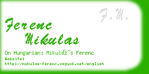 ferenc mikulas business card